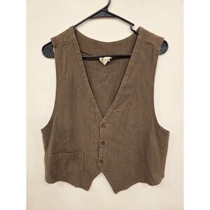 Womens Small Cotton Vest Brown Ren Faire Old Money Layering Basic Classic